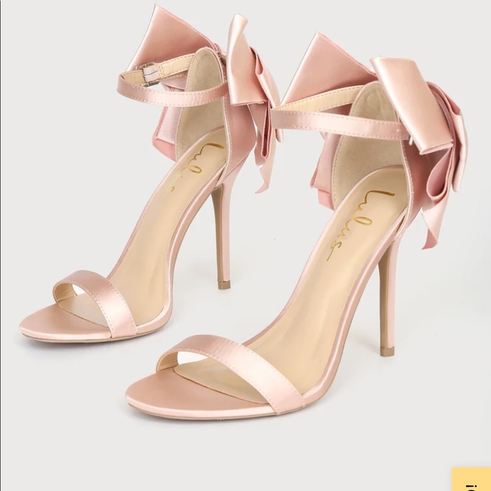 Pink Lulu’s Stilettos with Satin Ankle Bow - Picture 6 of 8